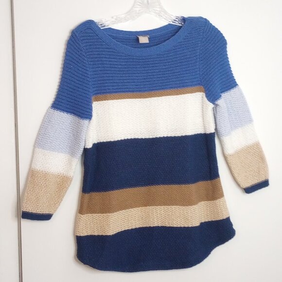 Chico's Striped Textured Pullover Sweater - Picture 1 of 9